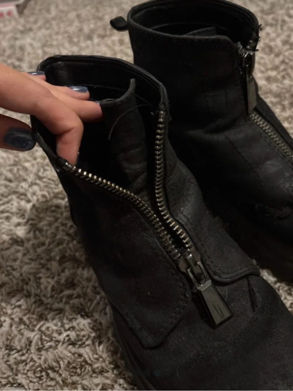 Gianni Bini Black Front-Zip Platform Ankle Boots